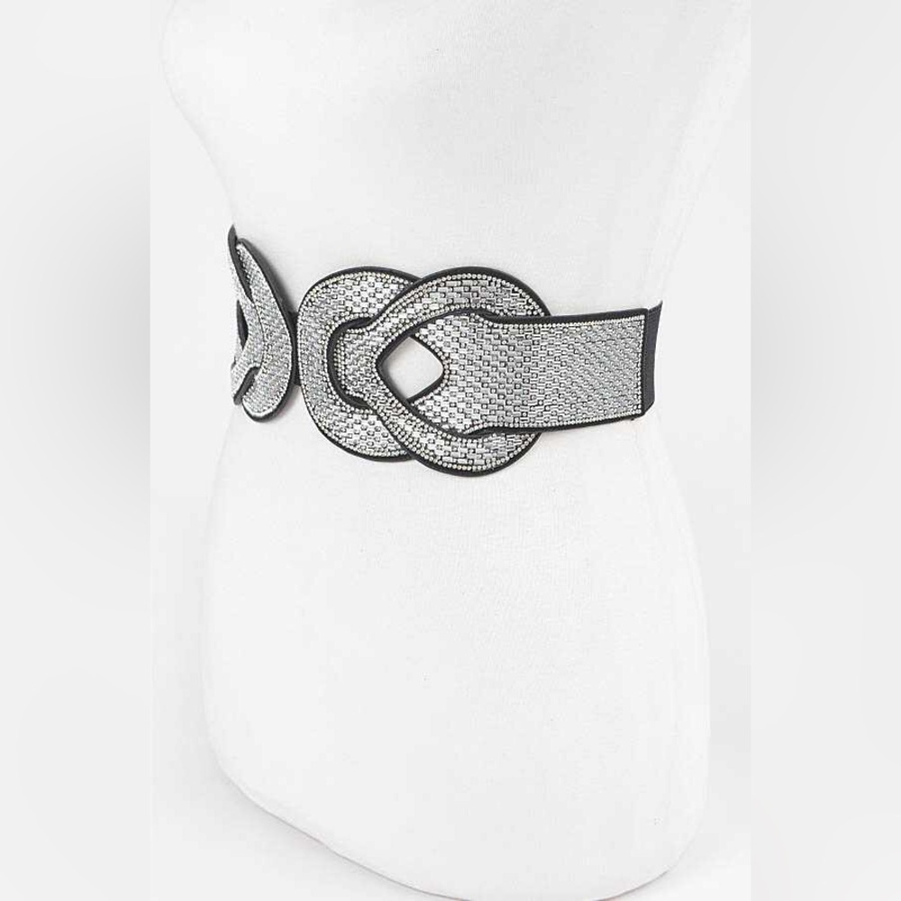 Hematite Rhinestone Corset Waist Statement Belt - Picture 4 of 9